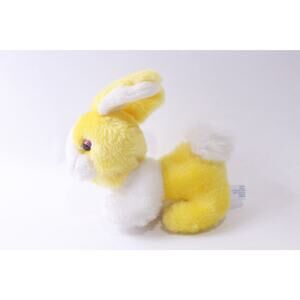 80s Yellow-White Plush Rabbit, Soft Toy, Easter Bunny, Stuffed Animal, Holiday,